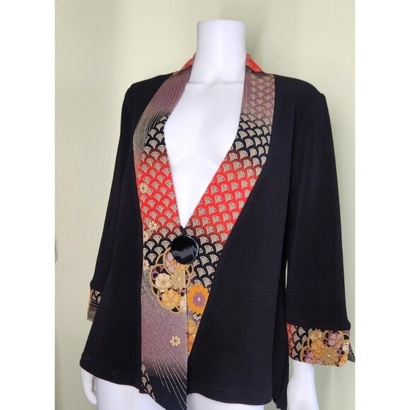 Moonlight Y&S Fashion Design Kimono Style Cardigan Womens One Size Black Floral - Picture 1 of 7